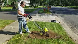 Sun Joe 135 Amp Electric Tiller Demo 1 [upl. by Dnarb56]