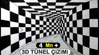 3D TÜNEL ÇİZİMİ  ÜÇ BOYUTLU TÜNEL ÇİZİMİ  HOW TO DRAW 3D TUNNEL DRAWING [upl. by Aicenod]