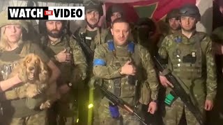 Ukrainian border guards sing national anthem in Azovstal steelworks Mariupol [upl. by Midis916]