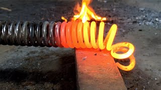 BlacksmithProcess of making Suva from bike shocker spring  How to make Suva [upl. by Lazes496]