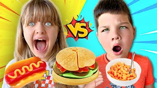 EATING only GUMMY FOODS for 24 HOURS Aubrey VS Caleb GUMMY CHALLENGE [upl. by Klepac]