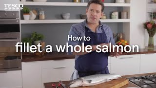 How to Fillet a Whole Salmon  Tesco [upl. by Nilek]