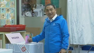 Taiwan opposition leader Hou Yuih votes in election  AFP [upl. by Ppilihp]