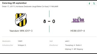 Voetbalwedstrijd 28092024 Veendam1894 JO1703 tegen HS88 JO1704 [upl. by Eedna952]