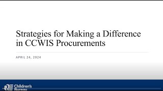 Strategies for Making a Difference in CCWIS Procurements audio description [upl. by Griffy317]