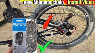 How to Install New Shimano Chain in Gear Cycle Mtb Stunt [upl. by Ahtnams]