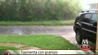 Tormenta con granizo sorprende a Texas y Tamaulipas [upl. by Ihsakat]