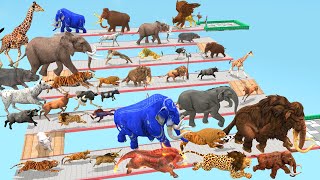 Which Animal vs Prehistoric Mammals Speed Race Run Zigzag Down Course from Outside Animal Revolt [upl. by Templa72]