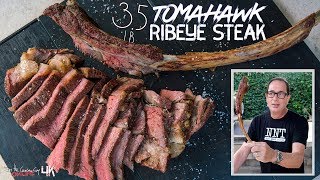 Perfectly Cooked 35 Pound Tomahawk Ribeye Steak  SAM THE COOKING GUY 4K [upl. by Edgerton]