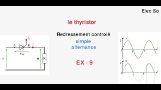 Exercice 9  le thyristor Redressement contrôlé monophasé simple alternance [upl. by Yraccaz]