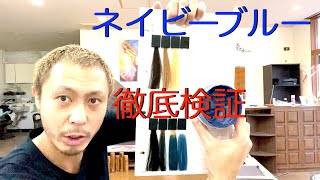 【カラーバター ネイビーブルー】徹底検証！黒髪、茶髪、金髪、白髪など状態の違う毛髪に染め比べ！ [upl. by Annaul243]