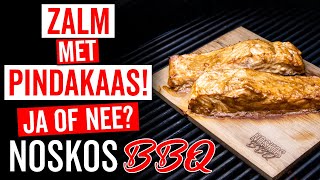 ZALM MET PINDAKAAS Een bizar lekker recept van de BBQ [upl. by Godard246]