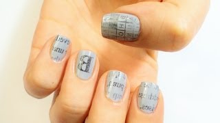 Tırnak Süsleme Sanatı  Kolay Gazete Baskılı Oje Deseni Basic Newspaper Nail Art [upl. by Litha]