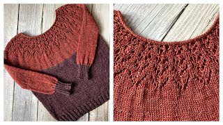 Rundpasse Pullover mit Lochmuster stricken  alle Größen paulinapulli [upl. by Ayhdiv]