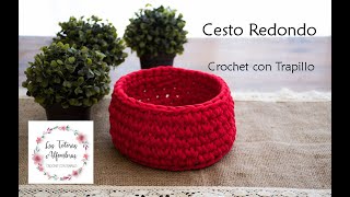 Tutorial cesto redondo  Crochet con totora trapillo  Las Totoras Alfombras [upl. by Atsed]