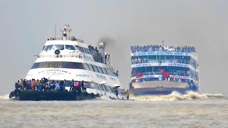 গ্রীন লাইন বনাম রয়েল ক্রুজ ২ লঞ্চের ভরপুর যাত্রী নিয়ে প্রতিযোগিতা  Overloaded Green Line 2 Launch [upl. by Naiditch]