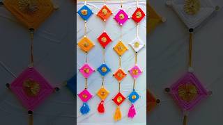 diy wall hanging for diwali decoration wool hangingshortsvideo diyadecor festivdecor [upl. by Yerok]