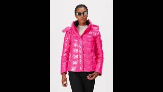 MARC CAIN Padded Winter Jacket Shiny Glossy Dragon Fruit Pink Women  Zalando [upl. by Vilma870]