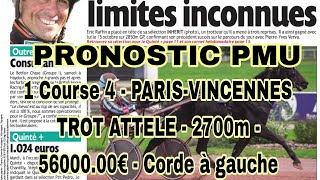 PRONOSTIC PMU QUINTE 22 novembre 2024 1 Course 4  PARISVINCENNESTROT ATTELE  2700m  5600000€ [upl. by Norat12]