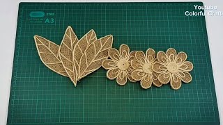 How to Make Flower and Leaf from Hessian and Jute Rope [upl. by Orlantha98]