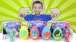 PJ Masks Play Doh Eggs  Learning Colors with Toy Surprise Opening Anwar and Leah [upl. by Milano553]