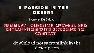 BA English short story A passion in the desert by Honore De Balzac summary and introduction [upl. by Mozart]