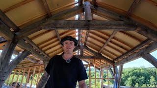 Timber Framed Barn Part 26 Roof Wood Fibre Insulation [upl. by Enyak190]