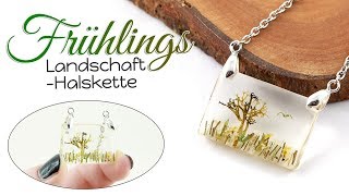 Frühlings Resin Landschaft  Pflanzen amp Resin DIY  Gießharz Natur Kette  Schmuck Anleitung deutsch [upl. by Asina88]