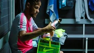 Neymars Skills with his new Silver Nike Hypervenom Phantom Boots [upl. by Kcaz557]