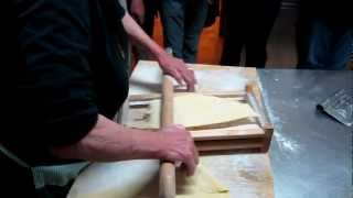 Making Spaghetti alla Chitarra Part 2  Using quotLa Chitarraquot [upl. by Pillow691]