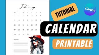 Calendar Tutorial Canva  Printable Calendar Monthly Calendar [upl. by Lesley]