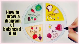 How to draw a diagram of BALANCED DIET  science diagram [upl. by Domeniga527]