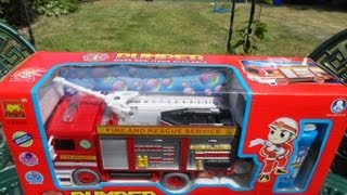 Amazing PUMPER TOY BUBBLE BLOWING FIRE ENGINE TRUCK [upl. by Nomzzaj]