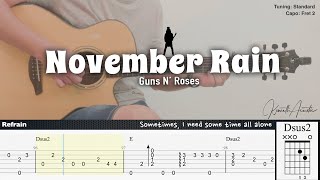 November Rain  Guns N’ Roses  Fingerstyle Guitar  TAB  Chords  Lyrics [upl. by Ruddy]