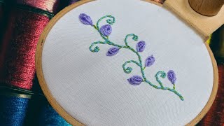 embroidery basic stitch tutorial of oyster running whipped back stitch [upl. by Ddahc204]