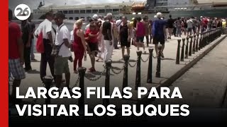 CUBA  Largas filas se vieron para visitar los buques de guerra rusos [upl. by Aseretairam12]