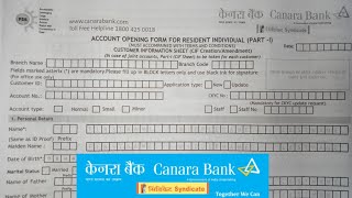 Canara Bank Account Opening Form Fill UP 2024 [upl. by Claudelle]