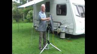 Aiming a mobile satellite dish using a freesat receiver [upl. by Arremat499]