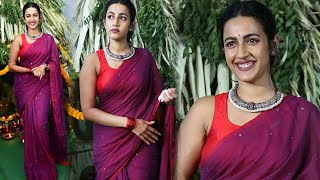 Niharika Konidela Stuns in a Saree at Her New Movie Opening  TFPC [upl. by Janka468]