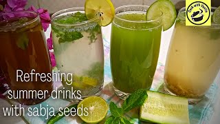 4 refreshing easy summer drinks  sabja basil seeds recipe  healthy and tasty drinks juice [upl. by Publias]