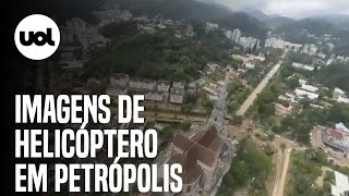 Petrópolis polícia divulga imagens feitas de helicóptero após chuvas e deslizamentos [upl. by Eiuqcaj]