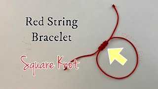 Adjustable red string bracelet  sliding square knot [upl. by Ellirpa]