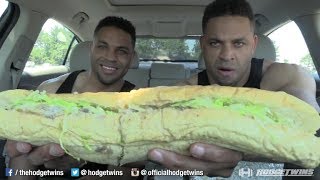 Eating Giant Philly Cheese Steak  Post Workout Meal  hodgetwins [upl. by Lisabet]