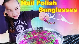 DIY Nail Polish Sunglasses Haschak Sisters [upl. by Ahsym]