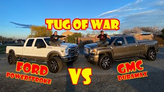 TUG OF WAR BETWEEN DURAMAX VS POWERSTROKE LIKE whistlindiesel [upl. by Nylde]