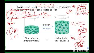 Chem 200A Lecture 71824 Part 2 molarity dilution solution stoichiometry [upl. by Nitniuq]