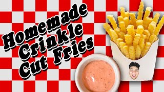 Homemade Crinkle Cut Fries from Scratch Feat Canes Sauce [upl. by Hakkeber]