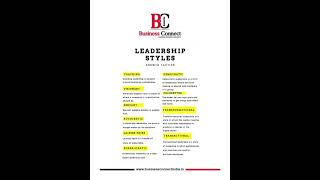 Leadership styles  Business Connect Magazine  leadership businessnews [upl. by Delila]