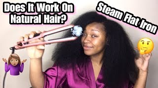 I TRIED A STEAM STRAIGHTENER ON MY NATURAL HAIR Does It Work Magicfly Steam Flat Iron Review [upl. by Anemolif]