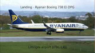 Landing on wet runway  Ryanair B738 EIDPG  Limoges Bellegarde airport LFBLLIG [upl. by Salvay]